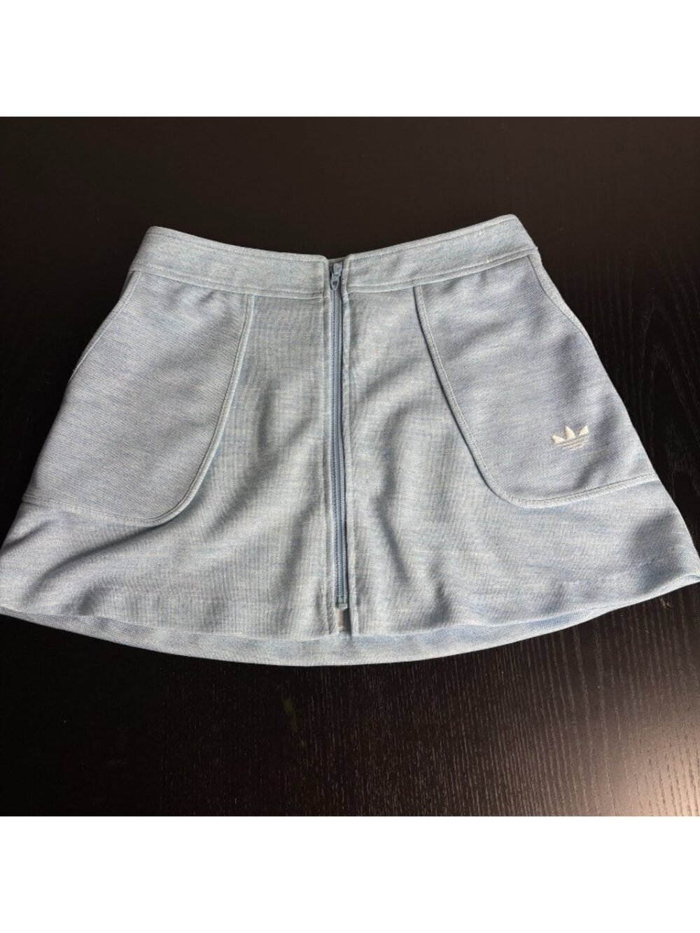Vintage 80s ADIDAS Womens Size 5 Light Blue Zip-Front Mini Athletic Tennis Skirt